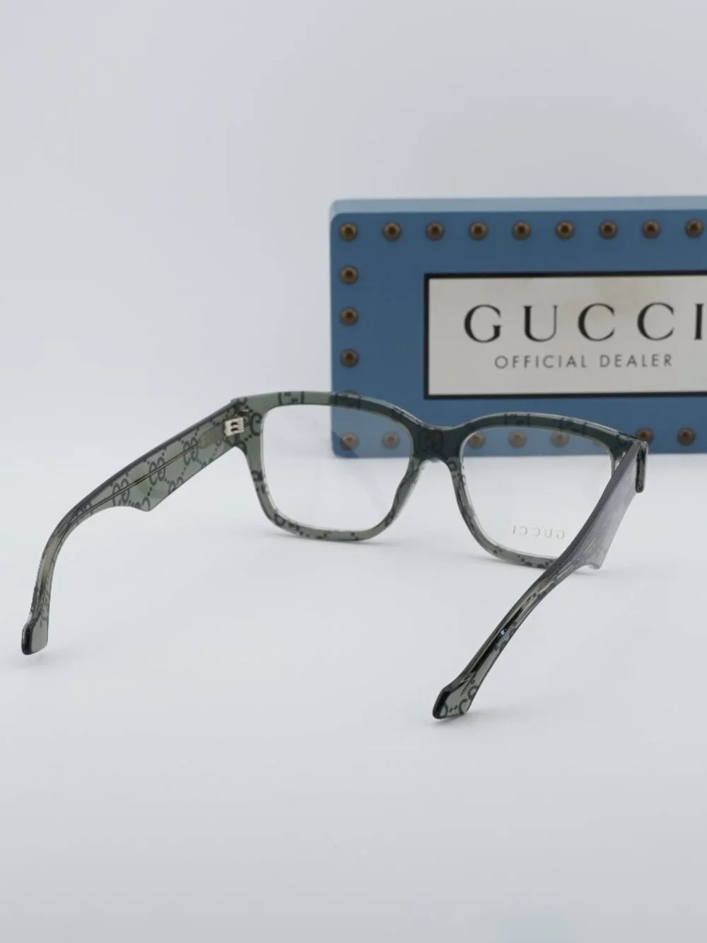 Gucci GG1428O 012 Square Eyeglasses 55mm - Grey with GG Pattern